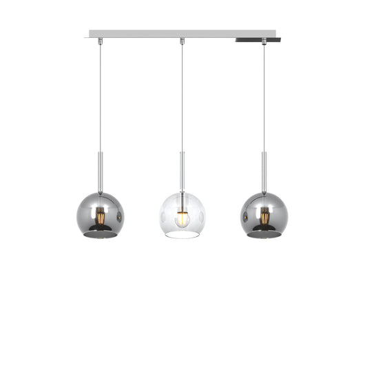 Lampadario Rettangolare Future Metallo Cromo Vetro Trasp-Cromo 3 Luci E27