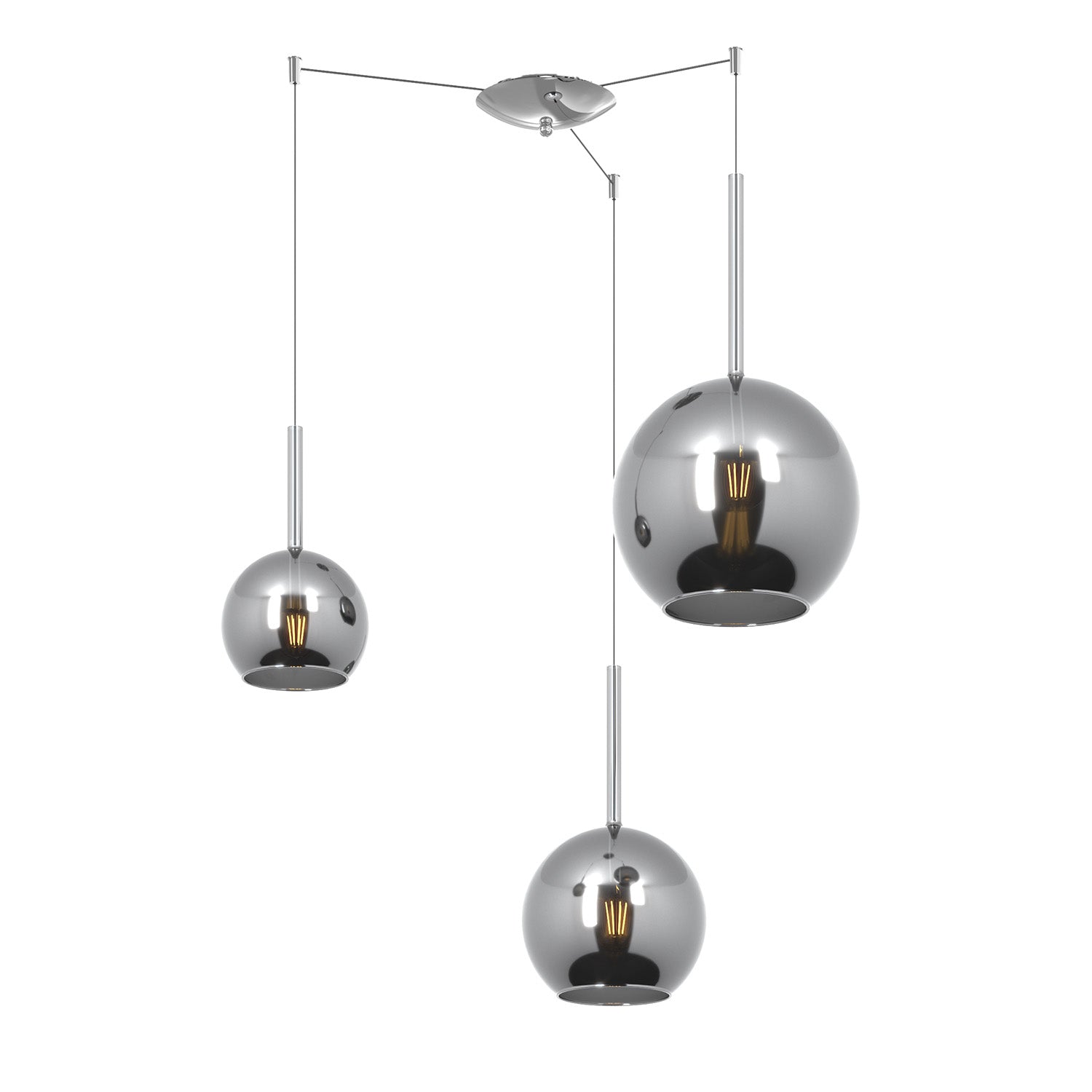 Lampadario Contemporaneo Future Metallo Cromo Vetro 3 Luci E27