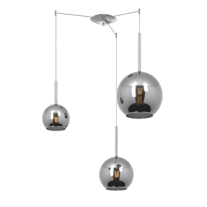 Lampadario Contemporaneo Future Metallo Cromo Vetro 3 Luci E27