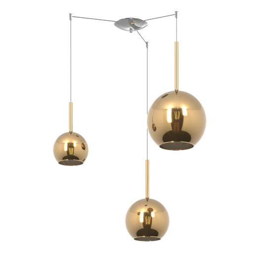 Lampadario Contemporaneo Future Metallo Cromo Vetro Oro 3 Luci E27