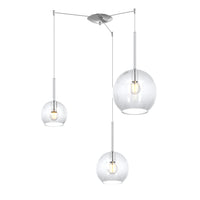 Lampadario Contemporaneo Future Metallo Cromo Vetro Trasparente 3 Luci E27