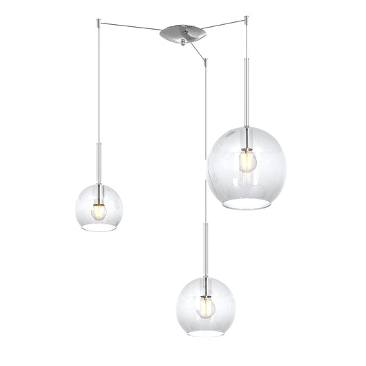 Lampadario Contemporaneo Future Metallo Cromo Vetro Trasparente 3 Luci E27