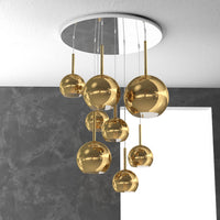 Lampadario Contemporaneo Future Metallo Cromo Vetro Mix Oro 8 Luci E27