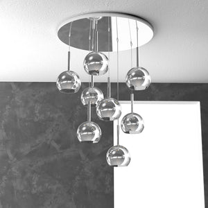 Lampadario Contemporaneo Future Metallo Cromo Vetro 8 Luci E27