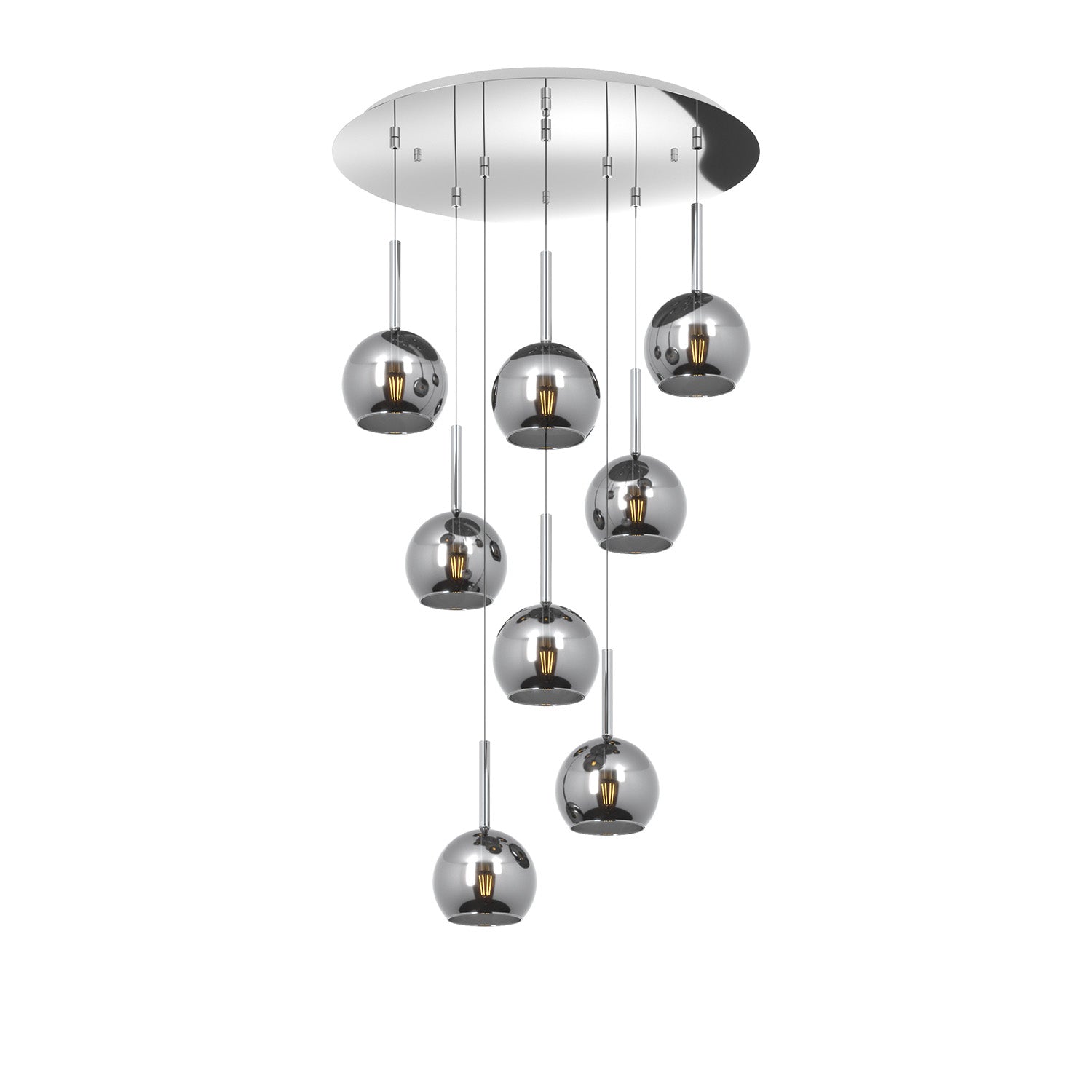 Lampadario Contemporaneo Future Metallo Cromo Vetro 8 Luci E27