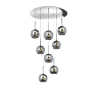 Lampadario Contemporaneo Future Metallo Cromo Vetro 8 Luci E27