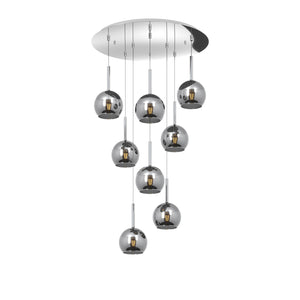 Lampadario Contemporaneo Future Metallo Cromo Vetro 8 Luci E27