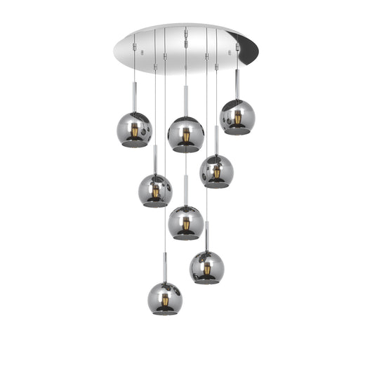 Lampadario Contemporaneo Future Metallo Cromo Vetro 8 Luci E27