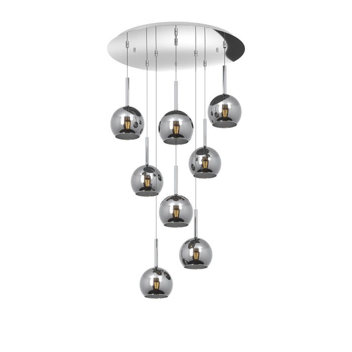 Lampadario Contemporaneo Future Metallo Cromo Vetro 8 Luci E27