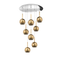 Lampadario Contemporaneo Future Metallo Cromo Vetro Oro 8 Luci E27