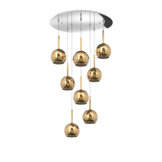 Lampadario Contemporaneo Future Metallo Cromo Vetro Oro 8 Luci E27