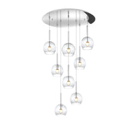 Lampadario Contemporaneo Future Metallo Cromo Vetro Trasparente 8 Luci E27