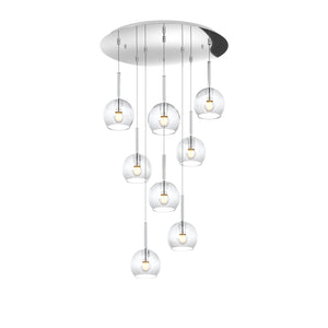 Lampadario Contemporaneo Future Metallo Cromo Vetro Trasparente 8 Luci E27