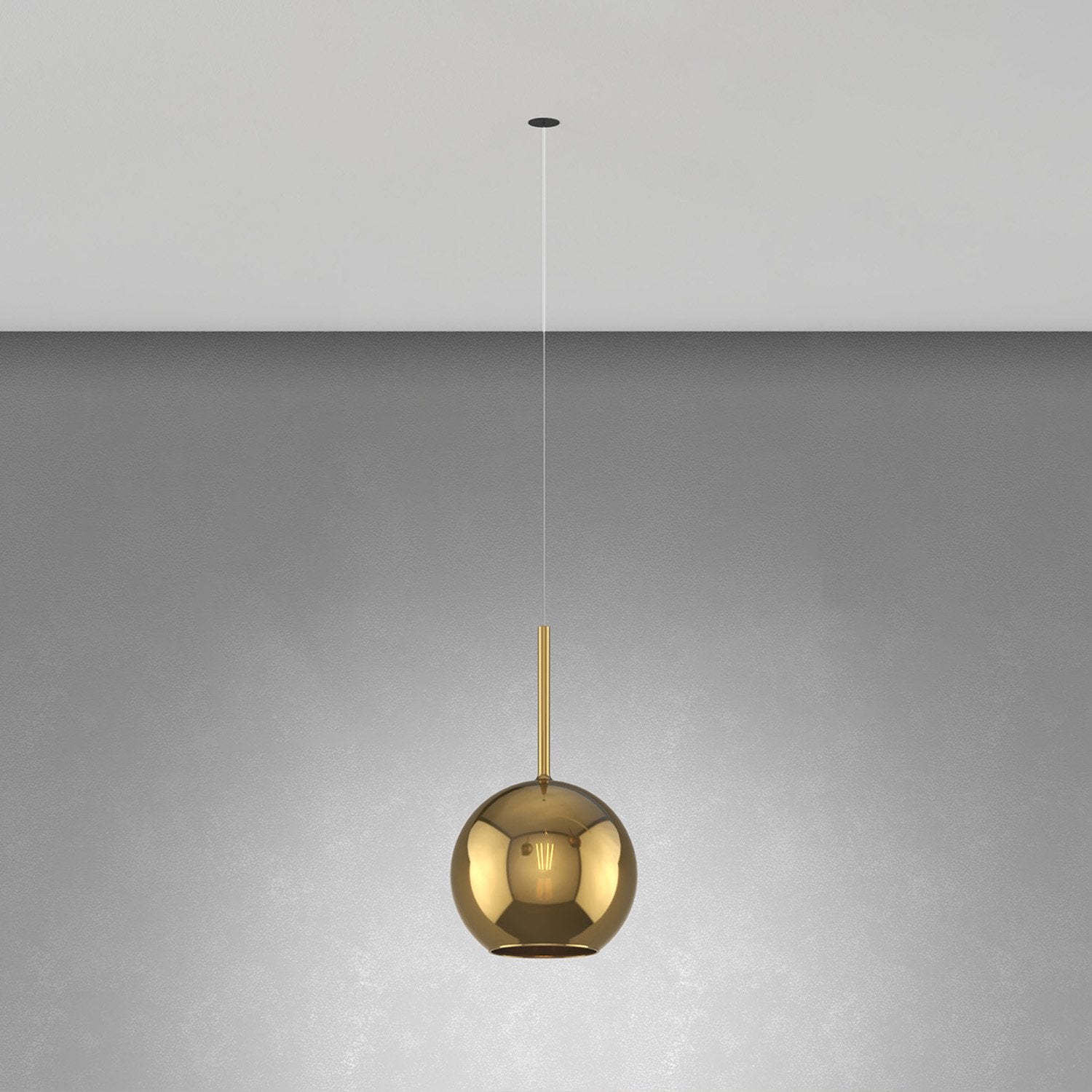 Sospensione Incasso Contemporanea Future Metallo Nero Vetro Oro 1 Luce E27