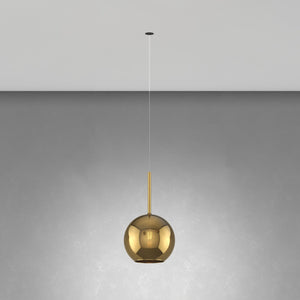 Sospensione Incasso Contemporanea Future Metallo Nero Vetro Oro 1 Luce E27