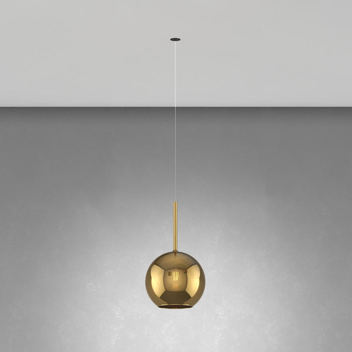 Sospensione Incasso Contemporanea Future Metallo Nero Vetro Oro 1 Luce E27