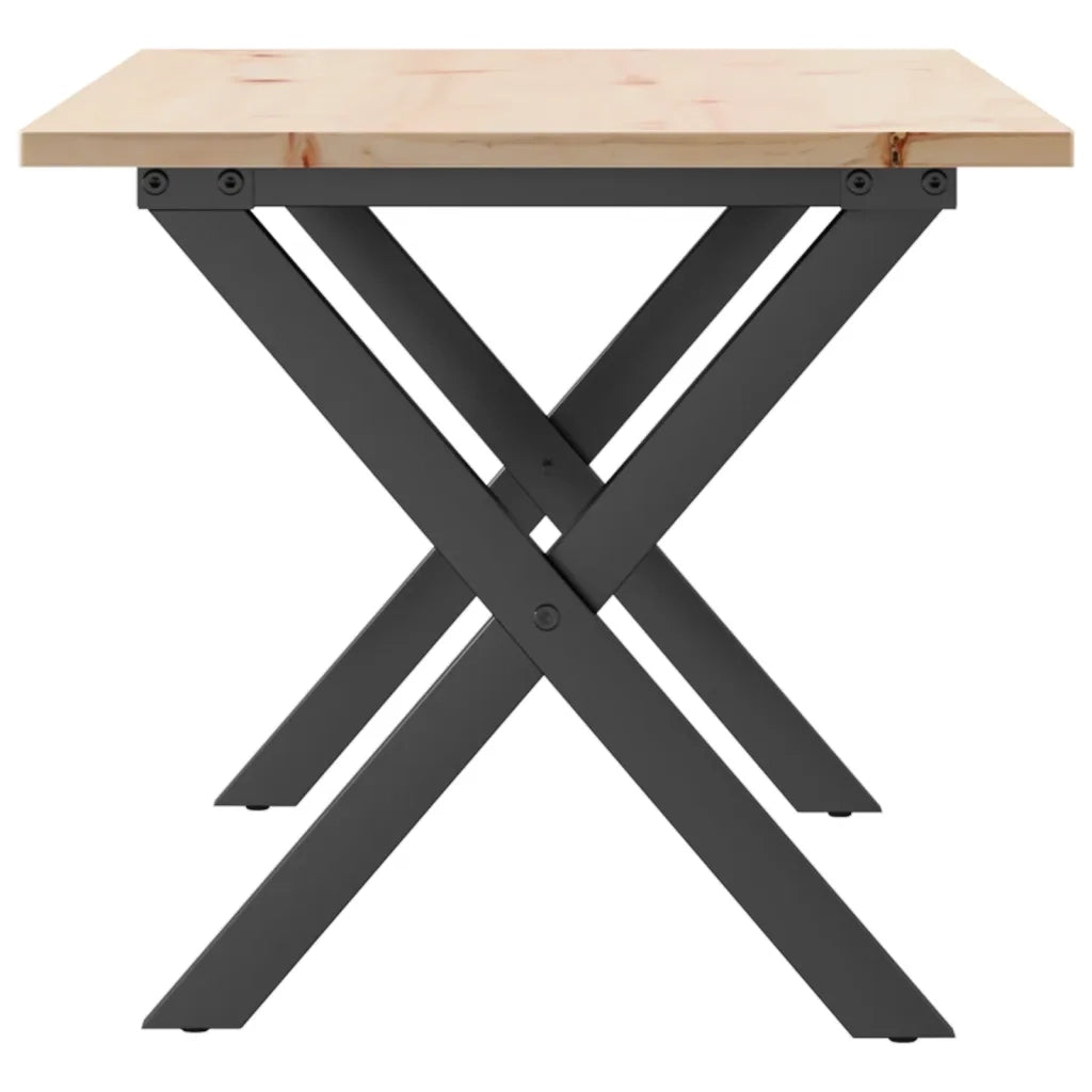Tavolino da Salotto Telaio a X 90x40x45 cm Legno Pino e Acciaio