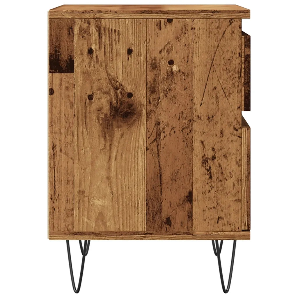 Set di 2 Comodini | Armadio da Notte | Mobiletto da notte Legno Antico 40x35x50 cm in Legno Multistrato