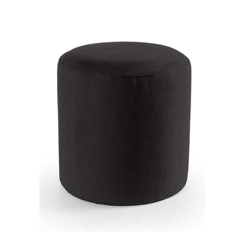 ELVAN POUF TONDO CON EFFETTO VELLUTO 40XH40 CM IN COLORE NERO