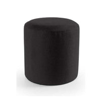 ELVAN POUF TONDO CON EFFETTO VELLUTO 40XH40 CM IN COLORE NERO