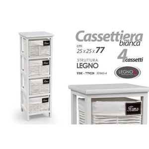 HOME CASSETTIERA CON 4 CESTE 25X25X77 CM IN COLORE BIANCO