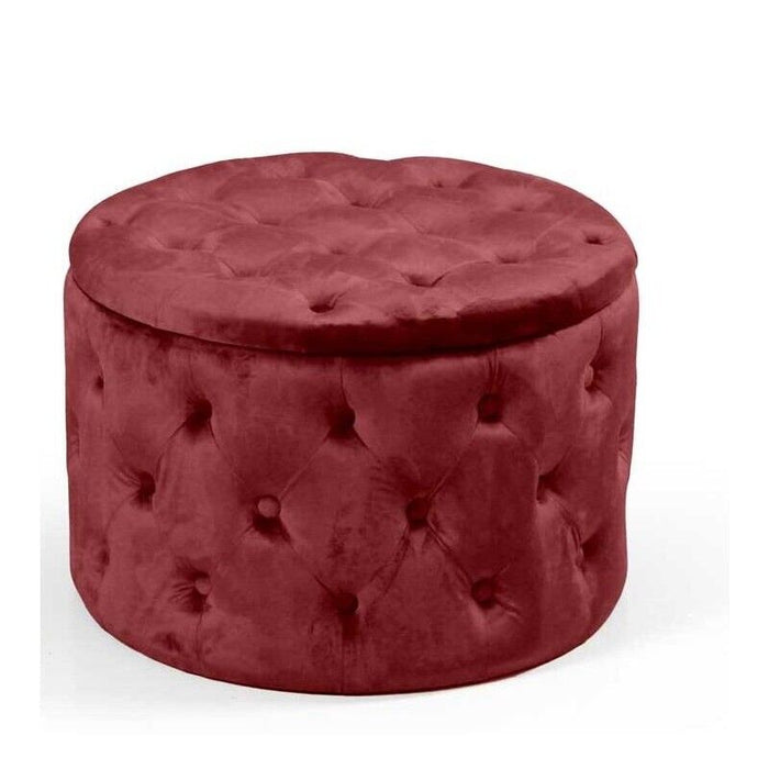 POUF CONTENITORE IN VELLUTO TRAPUNTATO 60 X 60 X H42 CM COLORE BORDEAUX