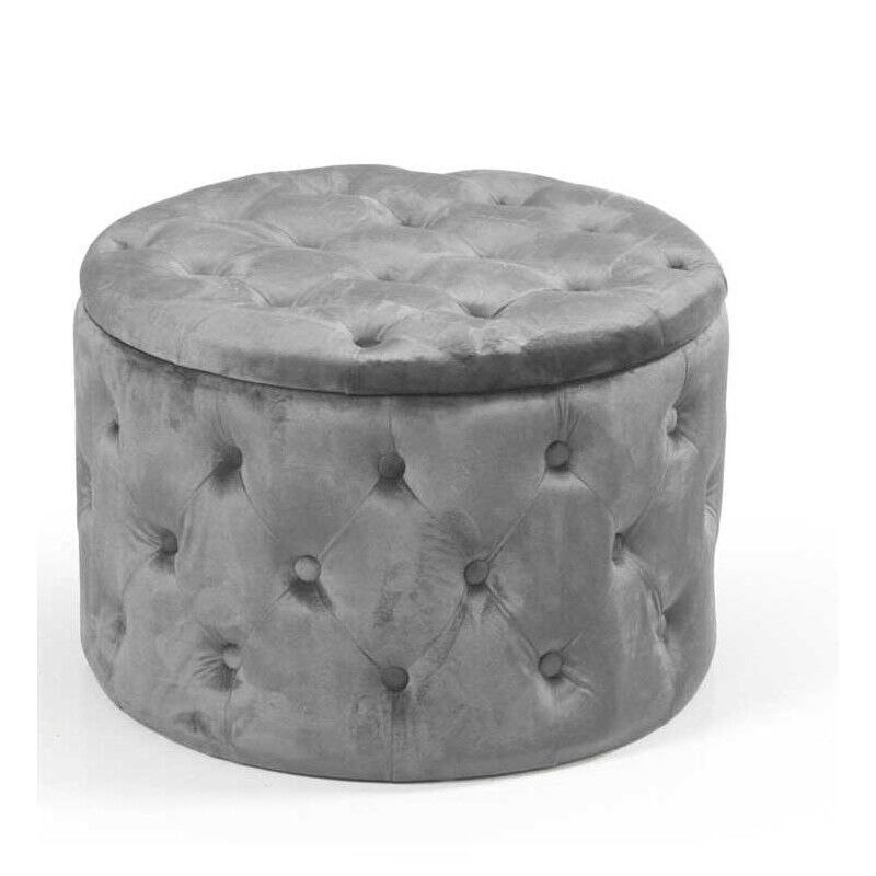 POUF CONTENITORE IN VELLUTO TRAPUNTATO 60 X 60 X H42 CM COLORE GRIGIO