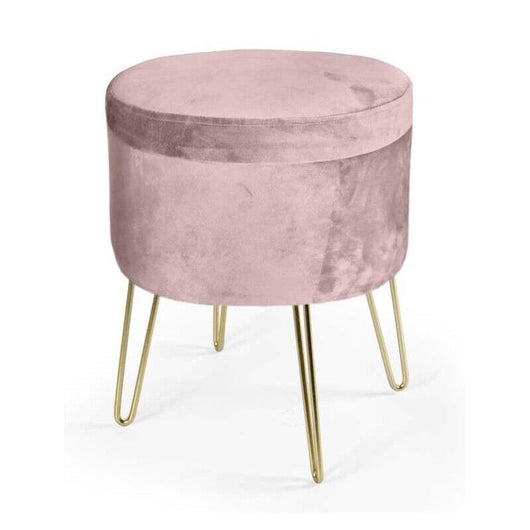 POUF CONTENITORE IN VELLUTO CON GAMBE ORO 38X38XH46 CM COLORE ROSA