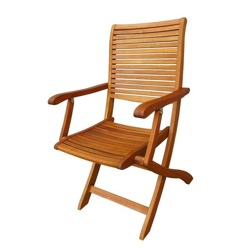 SEDIA RIVIERA CON BRACCIOLI IN LEGNO DI ACACIA MASSICCIO