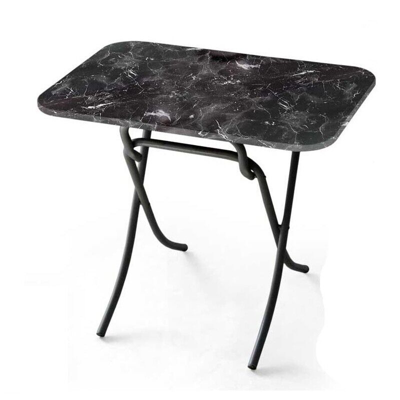 MUMBAI TAVOLO PIEGHEVOLE EFFETTO MARMO 110 X 70 X 75 CM COLORE NERO