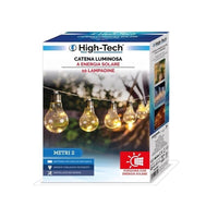 HIGH-TECH CATENA LUMINOSA AD ENERGIA SOLARE CON 10 LAMPADINE 2 MT LUCE CALDA