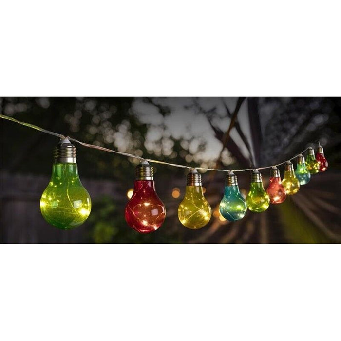 HIGH-TECH CATENA LUMINOSA AD ENERGIA SOLARE CON 10 LAMPADINE 2 MT MULTICOLORE