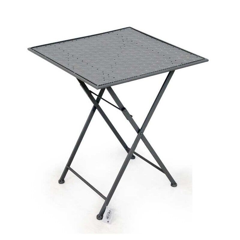 TAVOLINO QUADRATO DA CAFFÈ IN METALLO PIEGHEVOLE 60 X 70 CM COLORE ANTRACITE