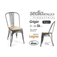 SEDIA BRUGES VINTAGE 51 X 44 X 85 CM COLORE GRIGIO SEDUTA IN LEGNO