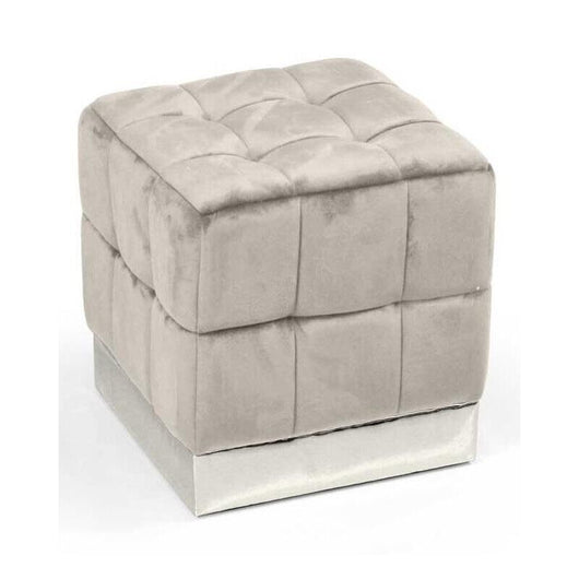 POUF CUBO IN VELLUTO CON BASE METALLO 39 X 39 X 40 CM COLORE BEIGE