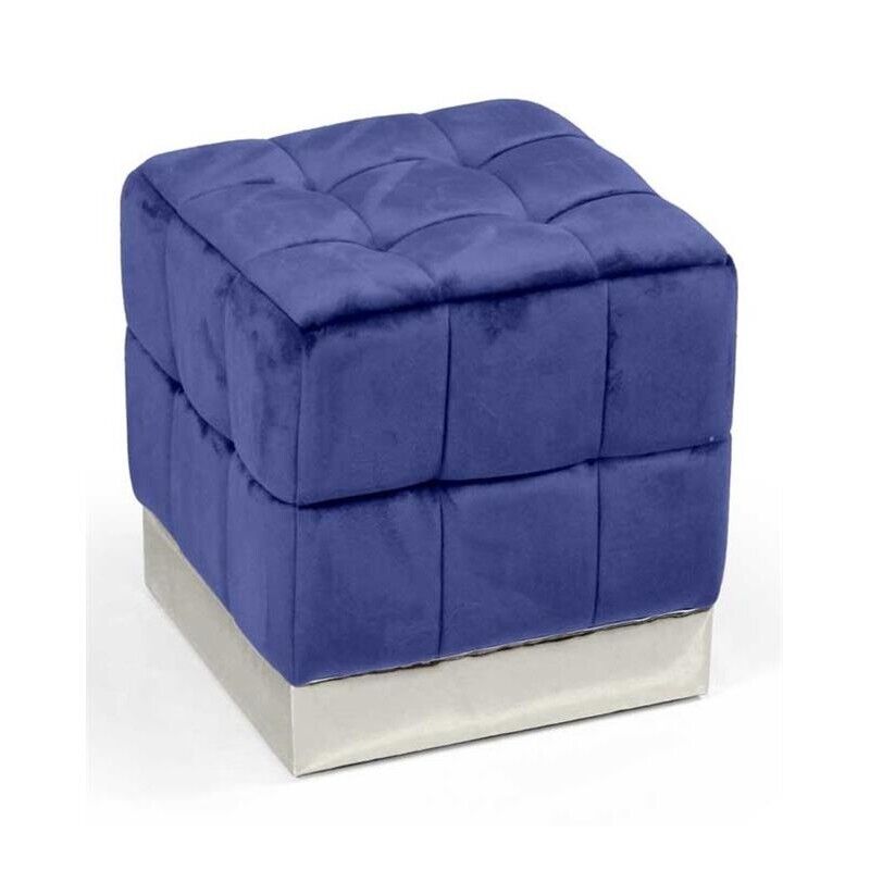 POUF CUBO IN VELLUTO CON BASE METALLO 39 X 39 X 40 CM COLORE BLU