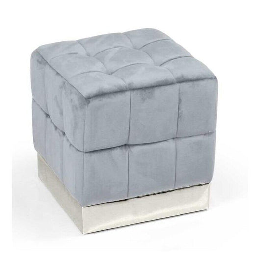 POUF CUBO IN VELLUTO CON BASE METALLO 39 X 39 X 40 CM COLORE CIELO