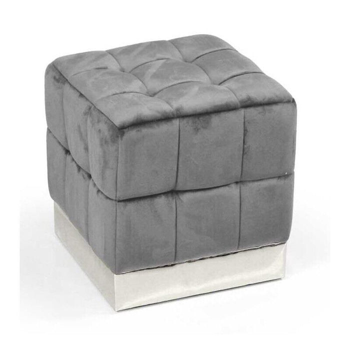POUF CUBO IN VELLUTO CON BASE METALLO 39 X 39 X 40 CM COLORE GRIGIO SCURO