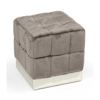 POUF CUBO IN VELLUTO CON BASE METALLO 39 X 39 X 40 CM COLORE TORTORA