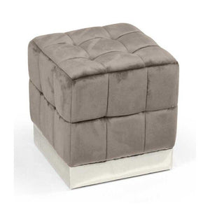 POUF CUBO IN VELLUTO CON BASE METALLO 39 X 39 X 40 CM COLORE TORTORA