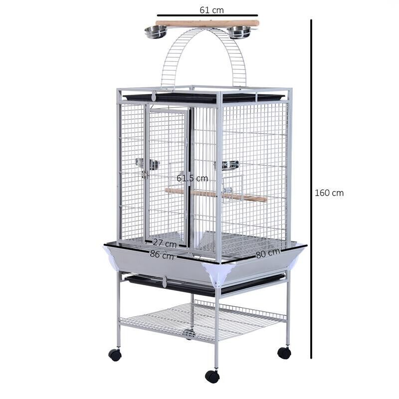 VOLIERA PER UCCELLI CON RUOTE E TRESPOLO 86 X 80 X H160 CM