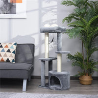 TIRAGRAFFI PER GATTI CON CUCCIA E 2 RIPIANI 48 X 35 X 100 CM BIANCO E GRIGIO