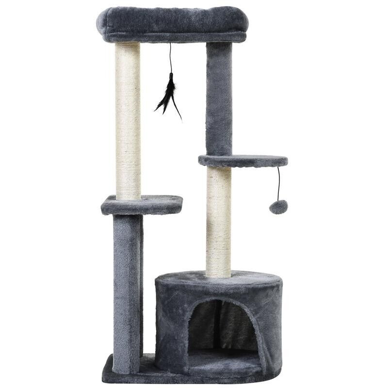 TIRAGRAFFI PER GATTI CON CUCCIA E 2 RIPIANI 48 X 35 X 100 CM BIANCO E GRIGIO