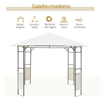 TENDONE PER GAZEBO DA GIARDINO IN METALLO 3 X 3MT COLORE BIANCO