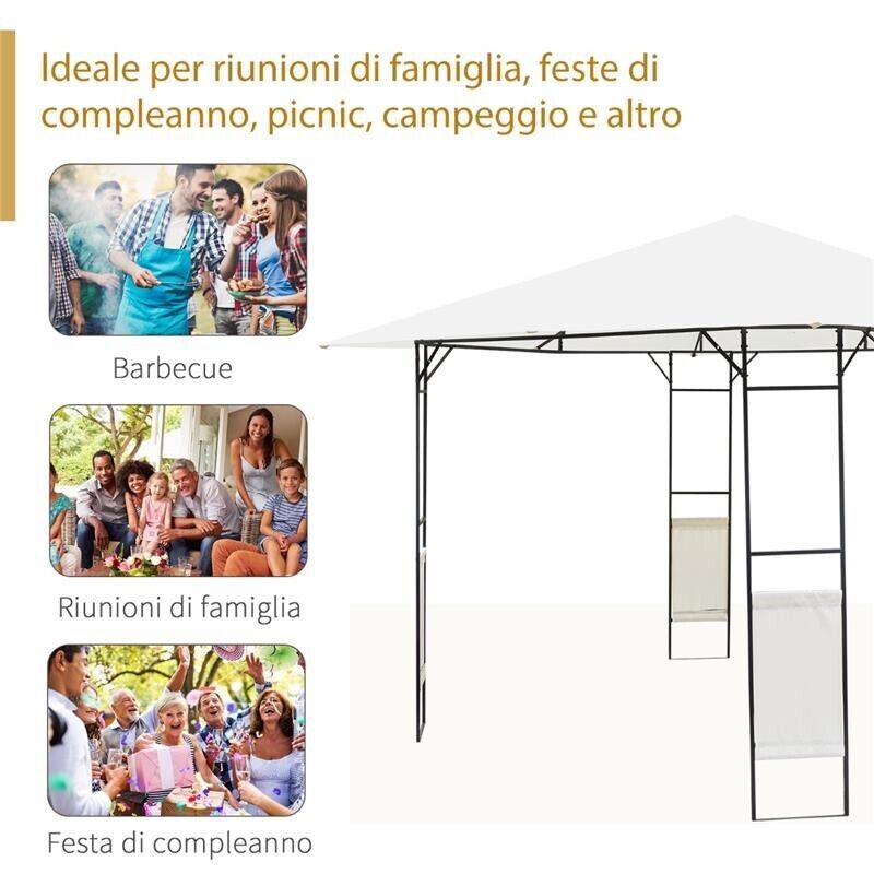 TENDONE PER GAZEBO DA GIARDINO IN METALLO 3 X 3MT COLORE BIANCO