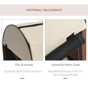 TRASPORTINO PER CANI E GATTI PIEGHEVOLE 70 X 51 X 49 CM COLORE CAFFÈ