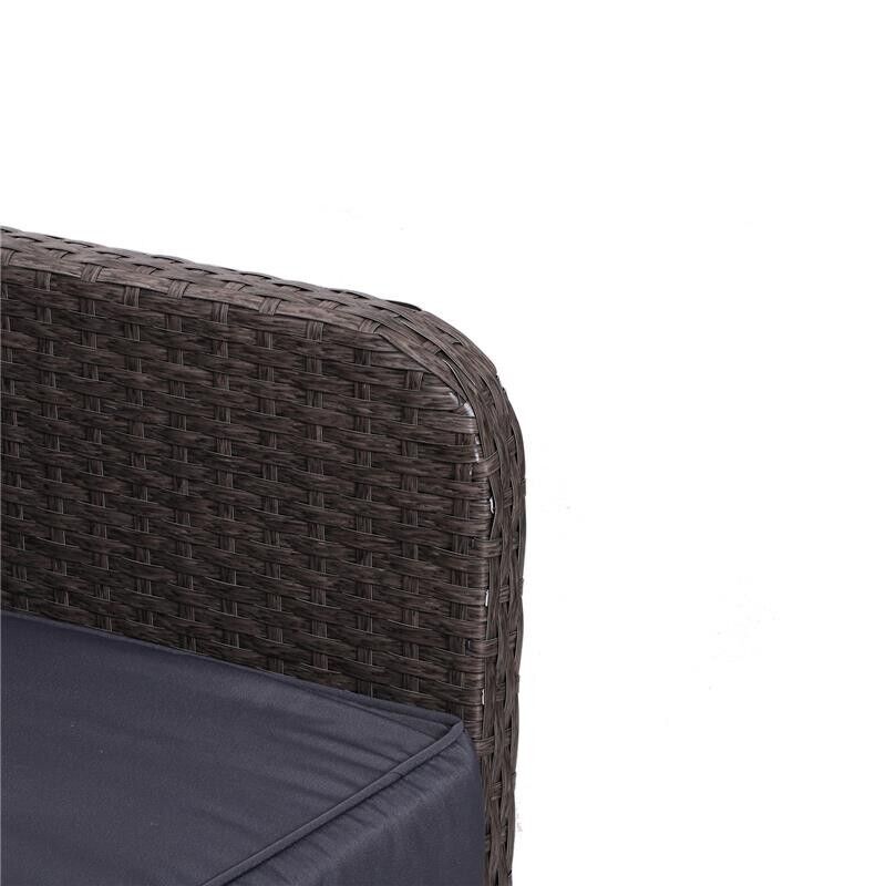 SET DA GIARDINO 2 DIVANETTI CON POUF E TAVOLINO RATTAN CON CUSCINI GRIGIO
