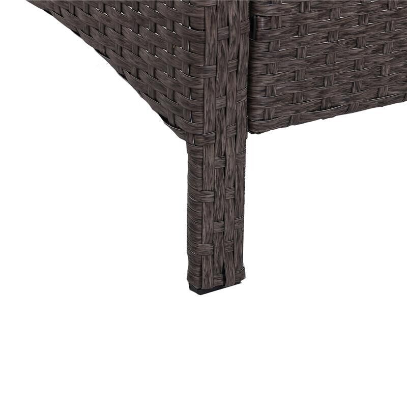 SET DA GIARDINO 2 DIVANETTI CON POUF E TAVOLINO RATTAN CON CUSCINI GRIGIO