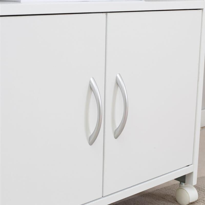 MOBILE PORTA STAMPANTE CON 4 RUOTE CASSETTO E ARMADIETTO 60 X 39 X 80CM BIANCO