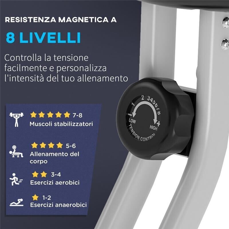 CYCLETTE DA CAMERA PIEGHEVOLE CON 8 LIVELLI DI RESISTENZA 43 X 97 X H109 CM